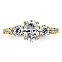 14K Yellow Gold 1.62 Carat Certified Lab Grown Diamond VS+ F+ Oval Ring with Round Complete Three Stone Engagement view 4
