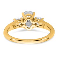 14K Yellow Gold 1.62 Carat Certified Lab Grown Diamond VS+ F+ Oval Ring with Round Complete Three Stone Engagement view 5