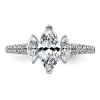 14K White Gold 1.50 Carat Lab Grown Diamond VS+ F+ Marquise Complete Three Stone Engagement Ring view 4