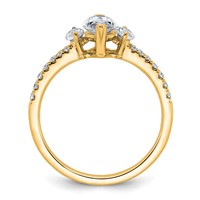 14K Yellow Gold 1.50 Carat Lab Grown Diamond VS+ F+ Marquise Complete Three Stone Engagement Ring view 2