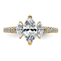 14K Yellow Gold 1.50 Carat Lab Grown Diamond VS+ F+ Marquise Complete Three Stone Engagement Ring view 4