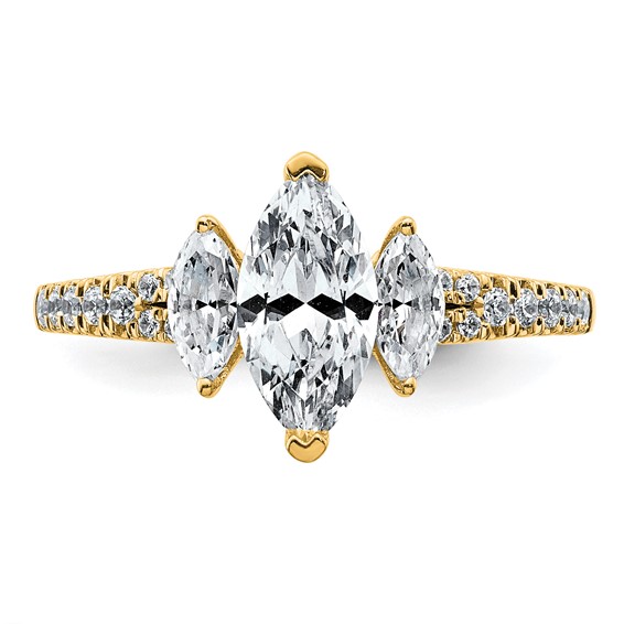 Gold Diamond Marquise 3-Stone Bridal Rings