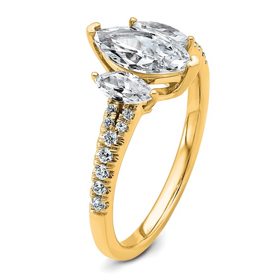 Gold Diamond Marquise 3-Stone Bridal Rings