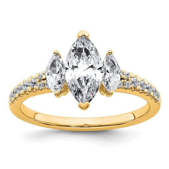 Gold Diamond Marquise 3-Stone Bridal Rings
