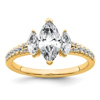 14K Yellow Gold 1.50 Carat Certified Lab Grown Diamond VS+ F+ Marquise Complete Three Stone Engagement Ring view 1