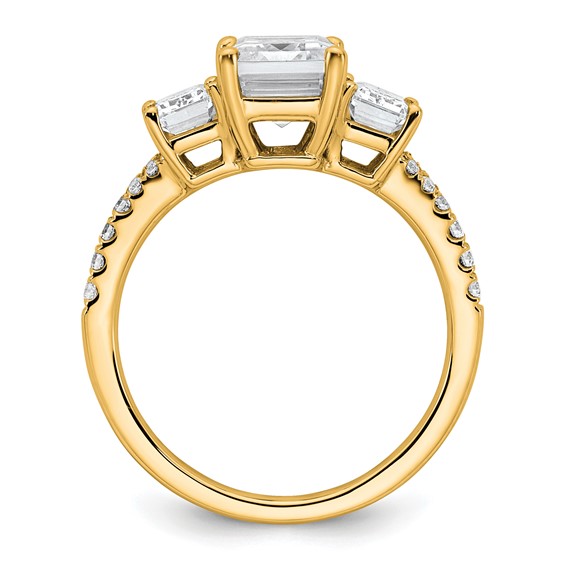 14k Semi-mount Diamond 3-stone Emerald Engagement Ring