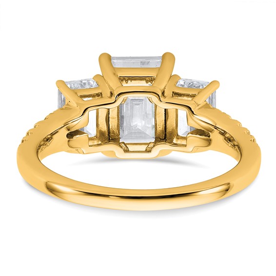 14k Semi-mount Diamond 3-stone Emerald Engagement Ring