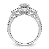 14K White Gold 0.62 Carat Lab Grown Diamond VS+ F+ 1 Carat Center Round Semi Mount Three Stone Engagement Ring view 2