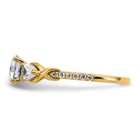 14K Yellow Gold 0.62 Carat Lab Grown Diamond VS+ F+ 1 Carat Center Round Semi Mount Three Stone Engagement Ring view 3