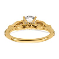 14K Yellow Gold 0.62 Carat Lab Grown Diamond VS+ F+ 1 Carat Center Round Semi Mount Three Stone Engagement Ring view 5