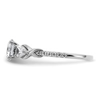 14K White Gold 1.62 Carat Lab Grown Diamond VS+ F+ Round Complete Three Stone Engagement Ring view 3