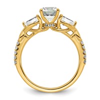 14K Yellow Gold 1.62 Carat Lab Grown Diamond VS+ F+ Round Complete Three Stone Engagement Ring view 2