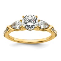 14K Yellow Gold 1.62 Carat Lab Grown Diamond VS+ F+ Round Complete Three Stone Engagement Ring view 1