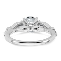 14K White Gold 0.75 Carat Lab Grown Diamond VS+ F+ 1 Carat Center Round Semi Mount Three Stone Engagement Ring view 4