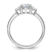 14K White Gold 1.38 Carat Lab Grown Diamond VS+ F+ Round Ring with Trapezoid Sidestones Complete Engagement view 2