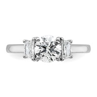 14K White Gold 1.38 Carat Lab Grown Diamond VS+ F+ Round Ring with Trapezoid Sidestones Complete Engagement view 4