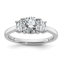 14K White Gold 1.38 Carat Lab Grown Diamond VS+ F+ Round Ring with Trapezoid Sidestones Complete Engagement view 1
