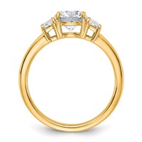 14K Yellow Gold 1.38 Carat Certified Lab Grown Diamond VS+ F+ Round Ring with Trapezoid Sidestones Complete Engagement view 2