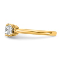 14K Yellow Gold 1.38 Carat Certified Lab Grown Diamond VS+ F+ Round Ring with Trapezoid Sidestones Complete Engagement view 3