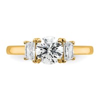14K Yellow Gold 1.38 Carat Certified Lab Grown Diamond VS+ F+ Round Ring with Trapezoid Sidestones Complete Engagement view 4