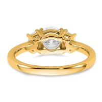 14K Yellow Gold 1.38 Carat Certified Lab Grown Diamond VS+ F+ Round Ring with Trapezoid Sidestones Complete Engagement view 5