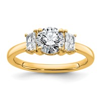 14K Yellow Gold 1.38 Carat Certified Lab Grown Diamond VS+ F+ Round Ring with Trapezoid Sidestones Complete Engagement view 1