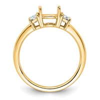 14K Yellow Gold 0.38 Carat Lab Grown Diamond VS+ F+ Trapezoid Sidestones Holds 1 Carat Center Round Semi Mount Engagement Ring view 2