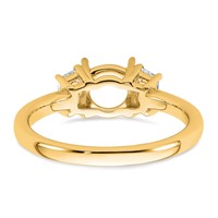 14K Yellow Gold 0.38 Carat Lab Grown Diamond VS+ F+ Trapezoid Sidestones Holds 1 Carat Center Round Semi Mount Engagement Ring view 3