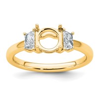 14K Yellow Gold 0.38 Carat Lab Grown Diamond VS+ F+ Trapezoid Sidestones Holds 1 Carat Center Round Semi Mount Engagement Ring view 1