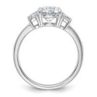 14K White Gold 1.88 Carat Lab Grown Diamond VS+ F+ Round Ring with Trapezoid Sidestones Complete Engagement view 2