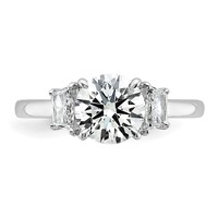 14K White Gold 1.88 Carat Lab Grown Diamond VS+ F+ Round Ring with Trapezoid Sidestones Complete Engagement view 4