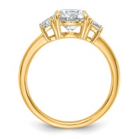 14K Yellow Gold 0.38 Carat Lab Grown Diamond VS+ F+ Trapezoid Sidestones 1.50 Carat Center Round Semi Mount Engagement Ring view 2