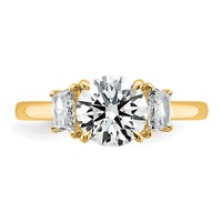 14K Yellow Gold 0.38 Carat Lab Grown Diamond VS+ F+ Trapezoid Sidestones 1.50 Carat Center Round Semi Mount Engagement Ring view 4