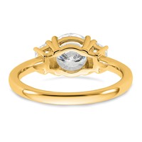 14K Yellow Gold 0.38 Carat Lab Grown Diamond VS+ F+ Trapezoid Sidestones 1.50 Carat Center Round Semi Mount Engagement Ring view 5