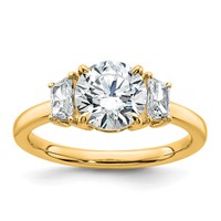 14K Yellow Gold 0.38 Carat Lab Grown Diamond VS+ F+ Trapezoid Sidestones 1.50 Carat Center Round Semi Mount Engagement Ring view 1