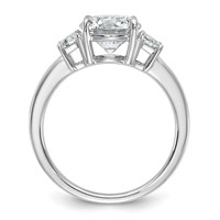 14K White Gold 2.50 Carat Lab Grown Diamond VS+ F+ Round Ring with Trapezoid Sidestones Complete Engagement view 2