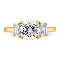 14K Yellow Gold 2.50 Carat Lab Grown Diamond VS+ F+ Round Ring with Trapezoid Sidestones Complete Engagement view 4