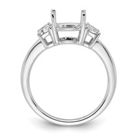14K White Gold 0.50 Carat Lab Grown Diamond VS+ F+ Trapezoid Sidestones Holds 2 Carat Round Center Semi Mount Engagement Ring view 2
