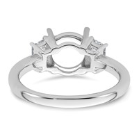14K White Gold 0.50 Carat Lab Grown Diamond VS+ F+ Trapezoid Sidestones Holds 2 Carat Round Center Semi Mount Engagement Ring view 3