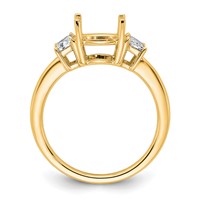14K Yellow Gold 0.50 Carat Lab Grown Diamond VS+ F+ Trapezoid Sidestones Holds 2 Carat Center Round Semi Mount Engagement Ring view 2