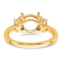 14K Yellow Gold 0.50 Carat Lab Grown Diamond VS+ F+ Trapezoid Sidestones Holds 2 Carat Center Round Semi Mount Engagement Ring view 3