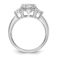 14K White Gold 3.50 Carat Lab Grown Diamond VS+ F+ Trapezoid Sidestones Complete Engagement Ring view 2