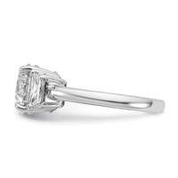 14K White Gold 3.50 Carat Lab Grown Diamond VS+ F+ Trapezoid Sidestones Complete Engagement Ring view 3