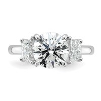 14K White Gold 3.50 Carat Lab Grown Diamond VS+ F+ Trapezoid Sidestones Complete Engagement Ring view 4