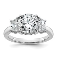 14K White Gold 3.50 Carat Lab Grown Diamond VS+ F+ Trapezoid Sidestones Complete Engagement Ring view 1