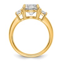 14K Yellow Gold 3.50 Carat Lab Grown Diamond VS+ F+ Round Ring with Trapezoid Sidestones Complete Engagement view 2