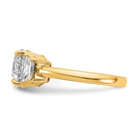 14K Yellow Gold 3.50 Carat Lab Grown Diamond VS+ F+ Round Ring with Trapezoid Sidestones Complete Engagement view 3