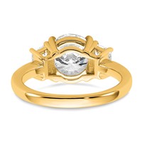 14K Yellow Gold 3.50 Carat Lab Grown Diamond VS+ F+ Round Ring with Trapezoid Sidestones Complete Engagement view 5