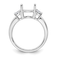 14K White Gold 0.75 Carat Lab Grown Diamond VS+ F+ Trapezoid Sidestones Holds 2.50 Carat Center Round Semi Mount Engagement Ring view 2