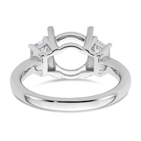 14K White Gold 0.75 Carat Lab Grown Diamond VS+ F+ Trapezoid Sidestones Holds 2.50 Carat Center Round Semi Mount Engagement Ring view 3